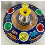 Vintage Tin Litho Battery Operated Ball-Blowing F2 UFO Flying Saucer w/Lights