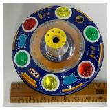 Vintage Tin Litho Battery Operated Ball-Blowing F2 UFO Flying Saucer w/Lights