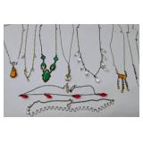 Necklace LOT - Art Deco Dainty Sterling 9 Necklaces
