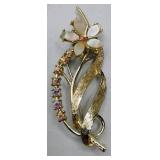 Iridescent Aurora Borealis Rhinestones and Black Stone Bracelet and Brooch