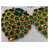 Costume Jewelry LOT Emerald Green Rhinestone, Goldtone Shoe Clips, Germany Clip Earrings