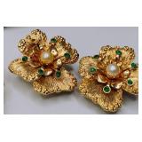 Costume Jewelry LOT Emerald Green Rhinestone, Goldtone Shoe Clips, Germany Clip Earrings