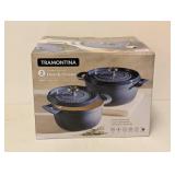 NEW TRAMONTINA ENAMELED CAST IRON DUTCH OVEN SET 2PK.