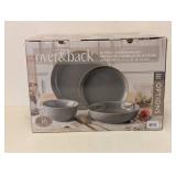 NEW OVERBACK 16PC. DINNERWARE SET (GRAY)