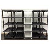 Five Plastic Shelving Units