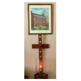 Shaker House Print and Shaker Wood Wall Sconce