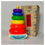 Vintage Fisher Price Toys #627 Rock-A-Stack, Music Box Record Player, Baking Fun and Cash Register