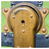 Antique Cedar Steamer Truck with Side Leather Handles and Front Straps