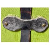 Antique Cedar Steamer Truck with Side Leather Handles and Front Straps