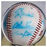 Minnesota Twins Bundle of Autographed Team Baseball, Bert Blyleven Autographed Baseball, Gary Gaetti Mini Baseball Bat and Rod Carew 10 oz Coke Bottle