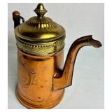 Bundle of 3 Vintage Copper Coffee and French Tea Pots