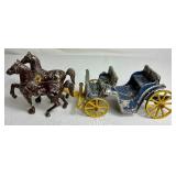 Vintage Stanley Toys Cast Iron Horse Drawn Surrey Carriage