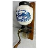 Vintage Dutch Delft Blue and PeDe Dutch Windmill Wall Mounted Coffee Grinders