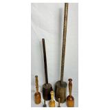 Vintage Wooden Mashers Collection - Potato Mashers, Sauerkraut Masher/Stomper, Food Masher and Wooden Pestles