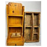 Primitive Tool Caddy, Countertop Spice Display Shelf  and Primitive Cracker Holder