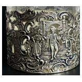 Wolf and Knell .800 Silver Cased Etched Glass Stoppered Bottle