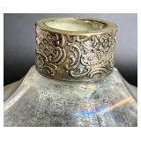 Wolf and Knell .800 Silver Cased Etched Glass Stoppered Bottle