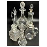 Glass Decanter and Syrup Pitcher Lot
