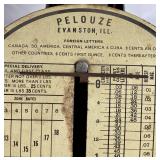 Collection of Scales- One Foreign Letter Scale, One Precision Postal Scale and one Decorative Hill Farms Feed Grain Hanging Scale