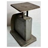 Collection of Scales- One Foreign Letter Scale, One Precision Postal Scale and one Decorative Hill Farms Feed Grain Hanging Scale