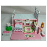 Vintage Lewis Galoob Miniature Dollhouse Playsets- Secrets Places Pool in a Hot Tub, Living Room in a Sofa, Family Room in a TV, Kitchen in a Stove, Nursery in a Crib, and Bedroom in a Bed