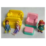 Vintage Lewis Galoob Miniature Dollhouse Playsets- Secrets Places Pool in a Hot Tub, Living Room in a Sofa, Family Room in a TV, Kitchen in a Stove, Nursery in a Crib, and Bedroom in a Bed