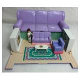 Vintage Lewis Galoob Miniature Dollhouse Playsets- Secrets Places Pool in a Hot Tub, Living Room in a Sofa, Family Room in a TV, Kitchen in a Stove, Nursery in a Crib, and Bedroom in a Bed