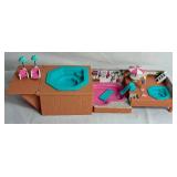 Vintage Lewis Galoob Miniature Dollhouse Playsets- Secrets Places Pool in a Hot Tub, Living Room in a Sofa, Family Room in a TV, Kitchen in a Stove, Nursery in a Crib, and Bedroom in a Bed
