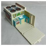 Vintage Lewis Galoob Miniature Dollhouse Playsets- Secrets Places Pool in a Hot Tub, Living Room in a Sofa, Family Room in a TV, Kitchen in a Stove, Nursery in a Crib, and Bedroom in a Bed