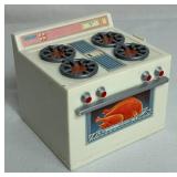 Vintage Lewis Galoob Miniature Dollhouse Playsets- Secrets Places Pool in a Hot Tub, Living Room in a Sofa, Family Room in a TV, Kitchen in a Stove, Nursery in a Crib, and Bedroom in a Bed