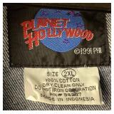 Vintage 1991 Orlando Planet Hollywood Denim Jean Jacket with Embroidered Logo - Size 2XL includes 2 Planet Hollywood Collector Pins