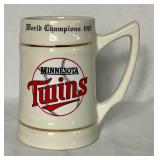 Collection of Minnesota Twins 1987 and 1991 Memorabilia - Homer Hankies, Buttons, Wheaties Boxes, Mug, Plates, Newspaper plus 3 Twins Baseball Caps