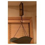 Vintage Purina Cow Chow Hanging Scale,  Chas. Forschner & Sons Double Sided Hanging Spring Scale and General Store Sign