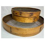 Primitive Wooden Sieve/Sifters, Wooden Bowl and Cast Bowl