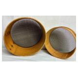 Primitive Wooden Sieve/Sifters, Wooden Bowl and Cast Bowl