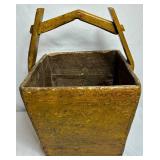 Antique Farmhouse Wooden Vegetable Bin and Clarion Dairy Metal Porch Milk Box