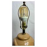 American Salt Glazed Cobalt Blue Bird Stoneware Crock Lamp and Rovland Stoneware Lamp