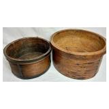 Vintage General Store Bent Wood Dry Measure Containers and Wooden Cheese Boxes