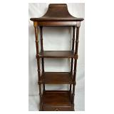 Chinese Bamboo Hand Carved Hanging Bird Cage with Pagoda Top 3 Shelf Display Unit 13" x 8" x 38"