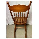 Cane Seat Antique Rocking Chair with North Wind Motif