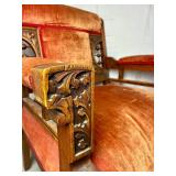Antique Ornate Hand Carved Upholstered Armchair