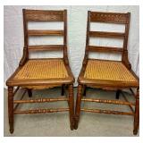 Two Antique Eastlake Style Cane Seat Chairs