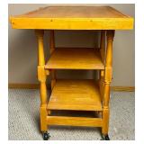 Oasis Island Folding Wood Kitchen Island/Cart on Locking Wheels
