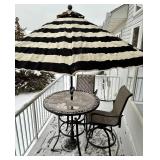 Patio Table and 2 Swivel Patio Chairs plus Umbrella