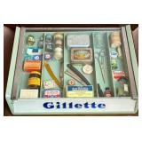 Vintage Gillette Razor Advertising Store Counter Top Display filled with Toiletries