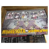 University of Minnesota Golden Gopher Volleyball 2002 Framed &  Autographed Schdule plus 2001 XL T-Shirt with Schedule Signed by the Coaches
