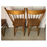 Set of 4 Pressback Oak Dining Chairs with Turned Spindles