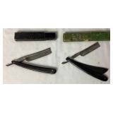 Limited Edition Art Print by C. Don Ensor "Jars and Knives"  198/500 Signed/Framed plus Vintage Straight Razors with Original Boxes