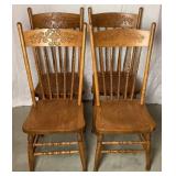 Set of 4 Pressback Oak Dining Chairs with Turned Spindles