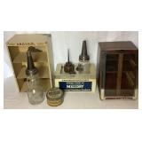 Vintage Industrial Containers with Various Vintage Display Cabinets